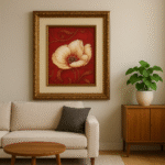 Golden Bloom on Crimson - Image 2